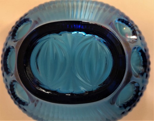 Vintage Cobalt Blue Glass Bowl with Large Thumbprint Design, Ribbed Pattern - Picture 7 of 9
