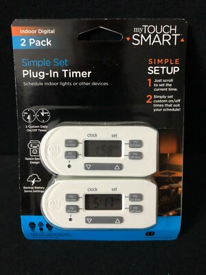 myTouchSmart Simple Set Plug-In Timer Indoor Digital 2-Pack NEW 26745