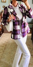 Nwt Purple White Plaid Blazer Size S With Bag And Necklace