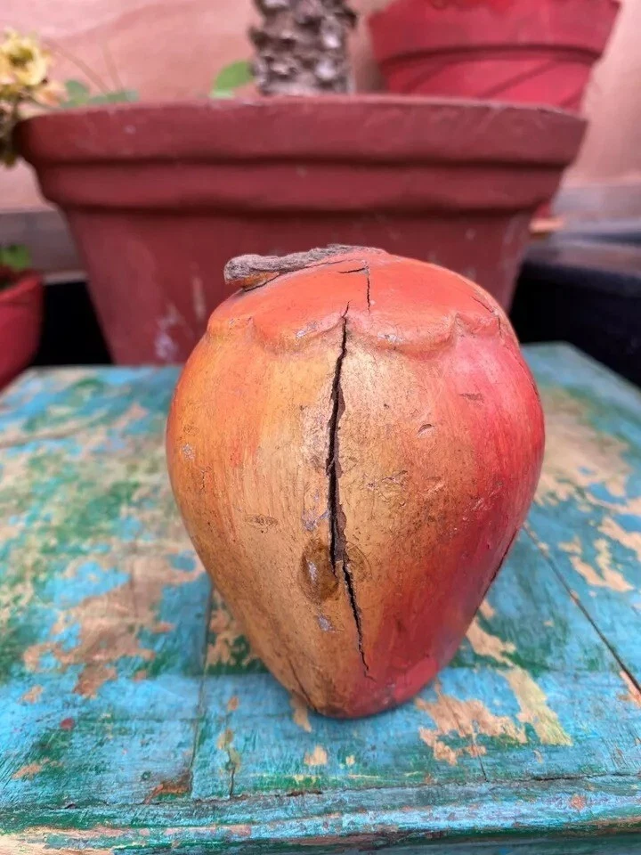 1800-е Антикварная Старая Деревянная Ручная Резьба Раскрашенная Фруктовая Модель Игрушка Декоративная - Изображение 4 из 4