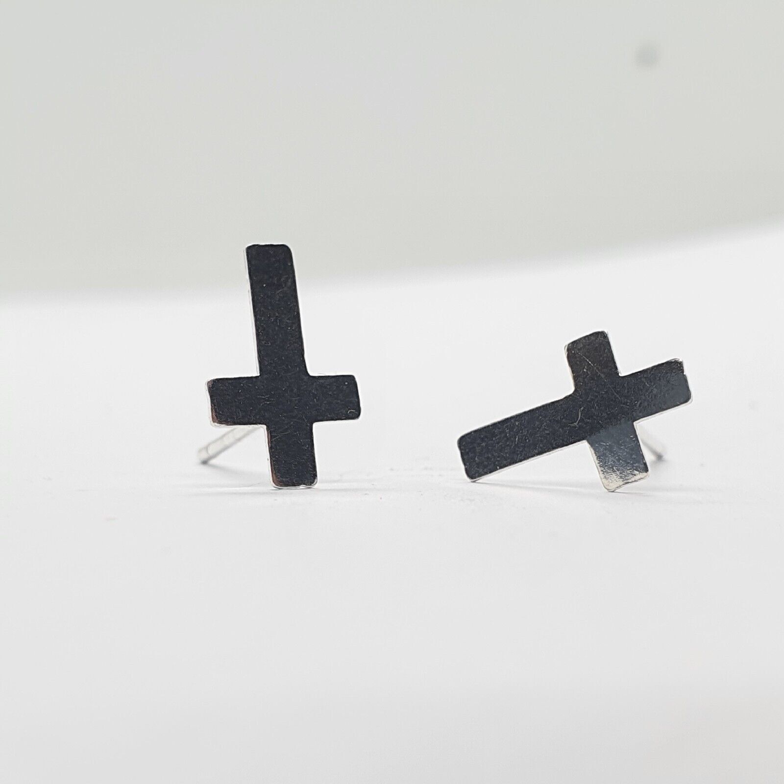 Solid Sterling Silver 925 Religious Cross Stud Ea… - image 7