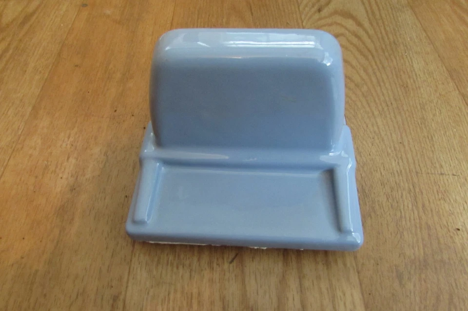 Plato porta jabón de cerámica azul claro vintage retro de mediados de siglo #1005 Foto 2 de 4