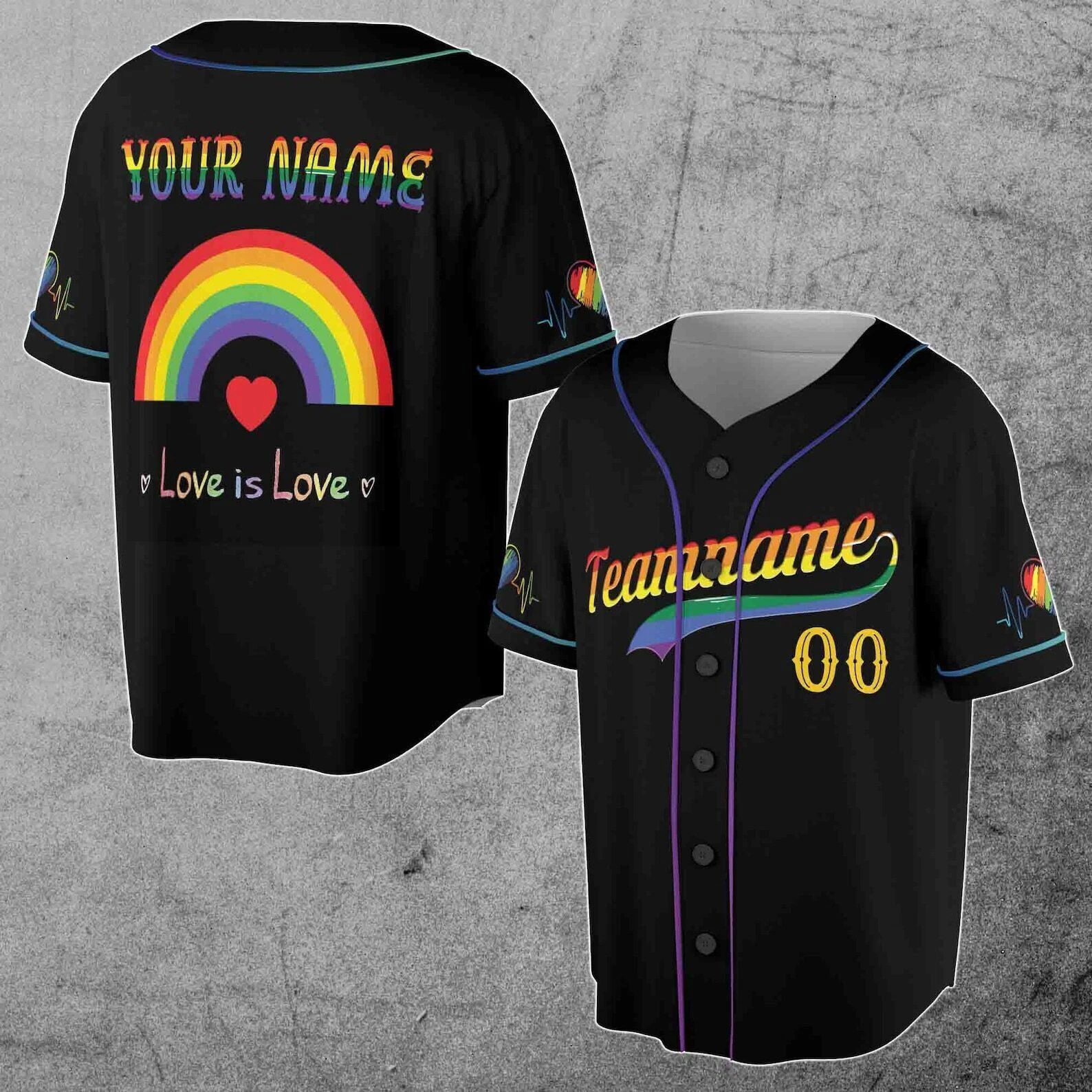 Personalized Rainbow Pride Month Love Is Love LGBT 3D Baseball Jersey Shirt