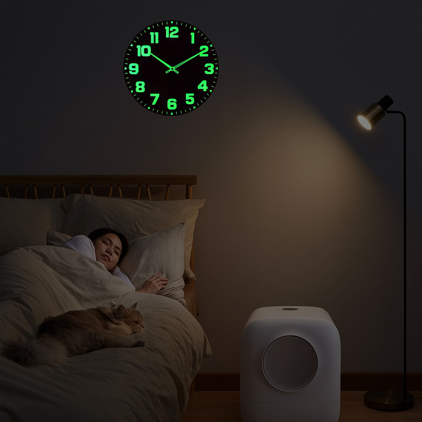 Luminous Wall Clocks Wooden Glow in The Dark Clock 12" Silent Non ...