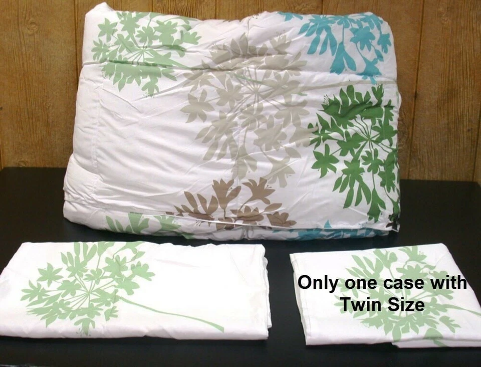 Cozy Bedding Allium Comforter & Pillowcase ~ Green Aqua Brown ~ Twin 64 x 88 NEW - Image 2 of 2