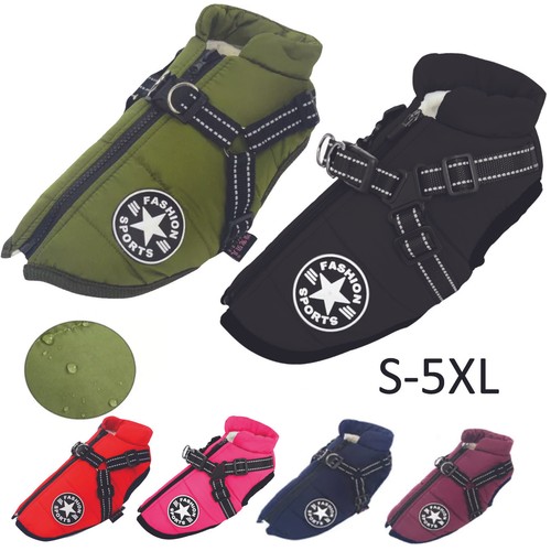 Hundemantel Wasserdicht Reißverschluss Jacke Regenmantel Winter Welpenmäntel Haustiergeschirr Loch Warm - Bild 1 von 23