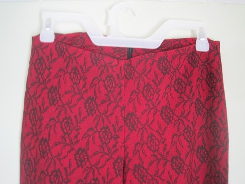 Luna Chix Women's Size 5/6 Red & Black Floral Vintage Bootcut Flare Rayon Pants - Picture 4 of 6