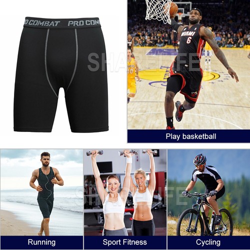 Men Compression Shorts Pants Sports Fitness Tights Pant Under Skin Base Layer OZ - Picture 8 of 14