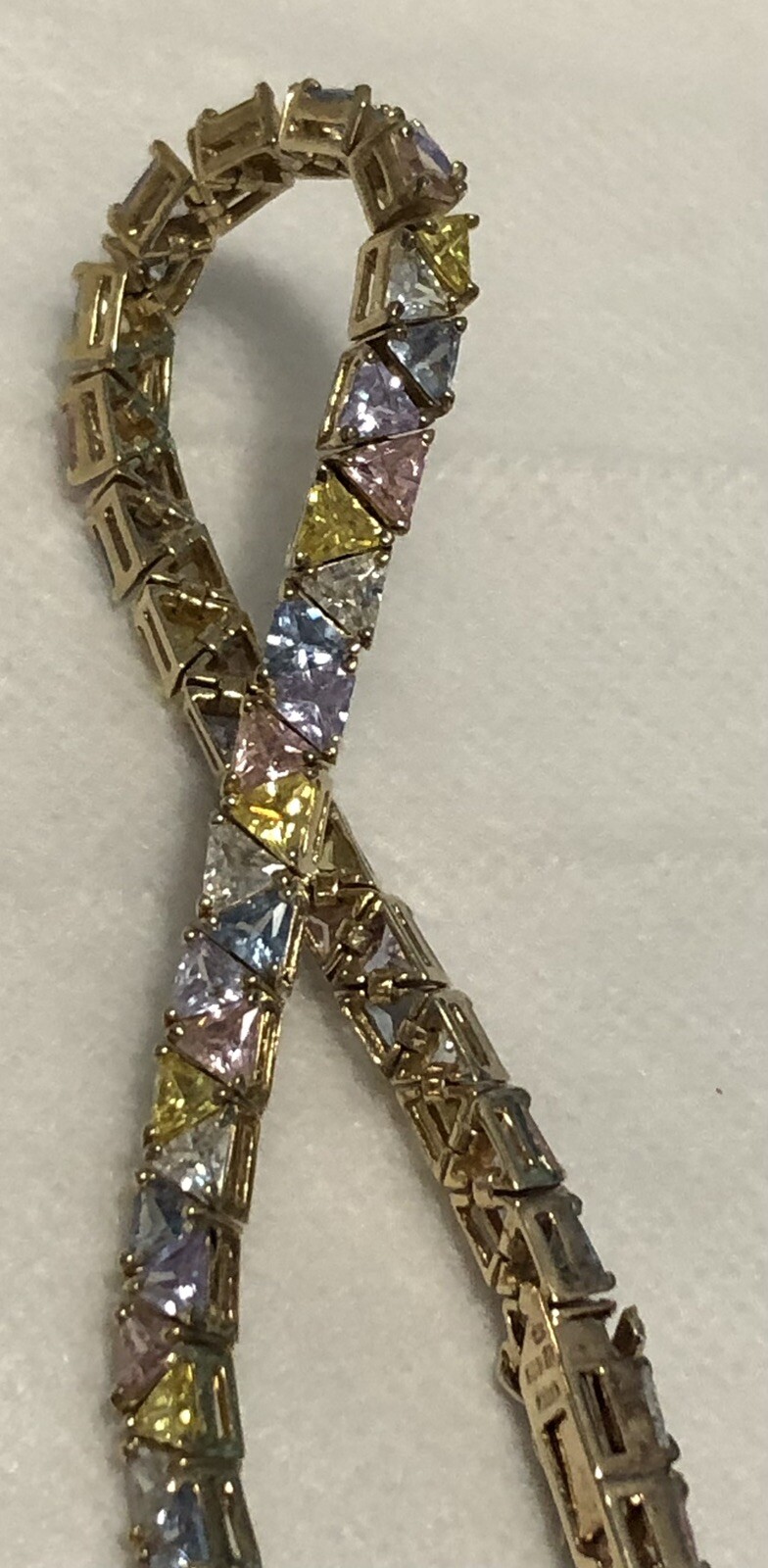 Silver Bracelet Multi- Colored Cubic Zirconia Sto… - image 9