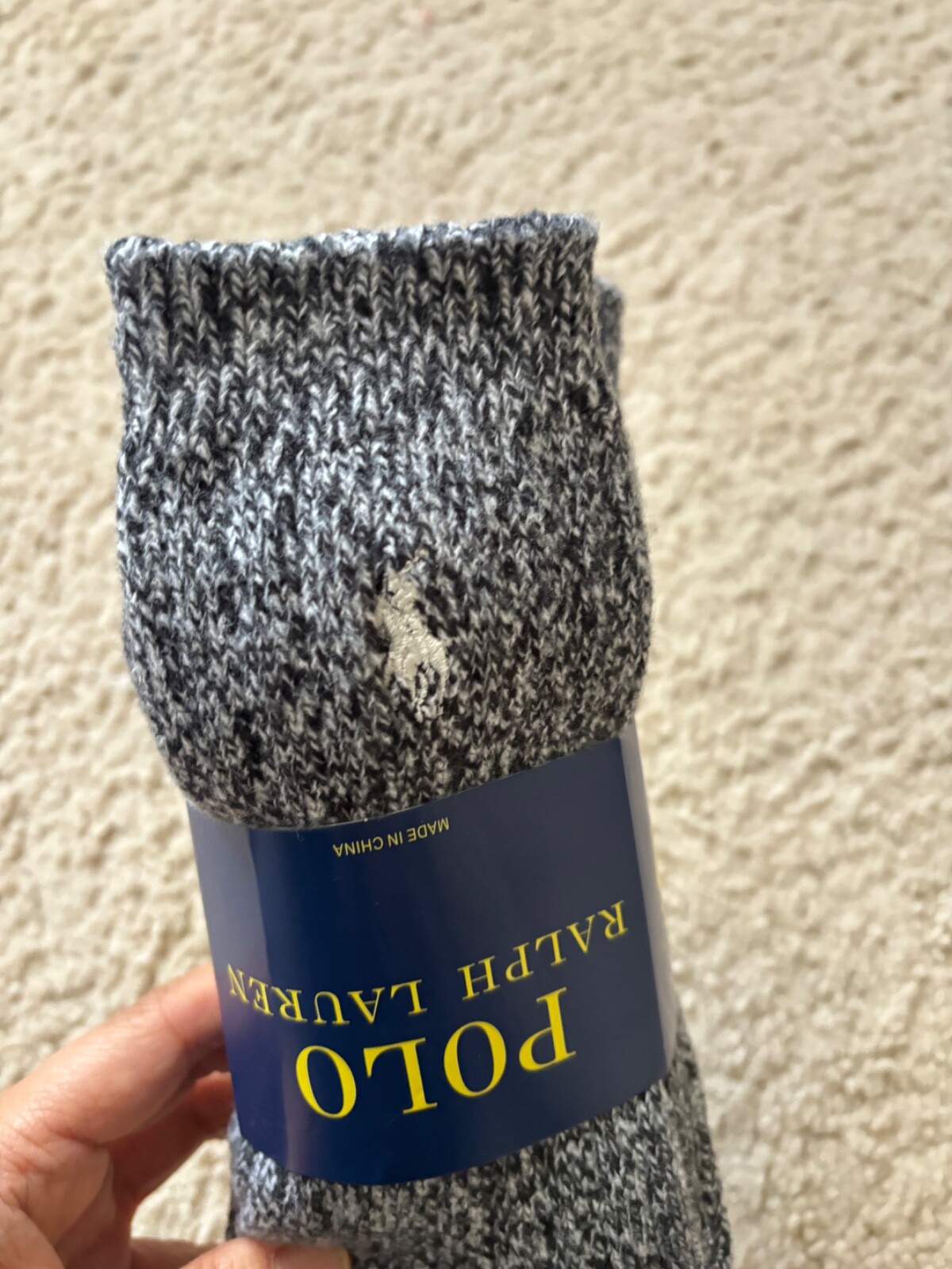 Polo Ralph Lauren Calzini Uomo Crew 2 Paia Grigio Pony Logo Cotone