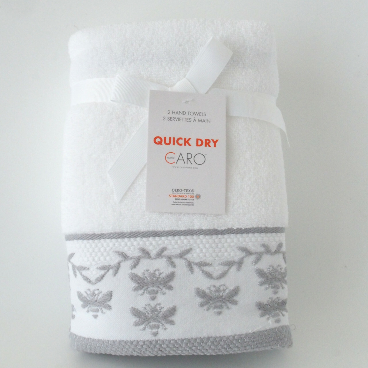 CARO HOME Busy Bee Border Jacquard Hand Towels, Fast Drying Absorbent