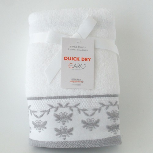 CARO HOME Busy Bee Border Jacquard Hand Towels, Fast Drying Absorbent Cotton 2pk eBay