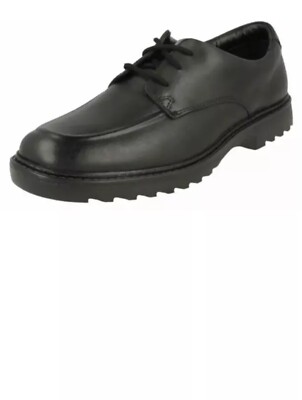 CLARKS ASHER GROVE BOYS BLACK LEATHER JUNIOR