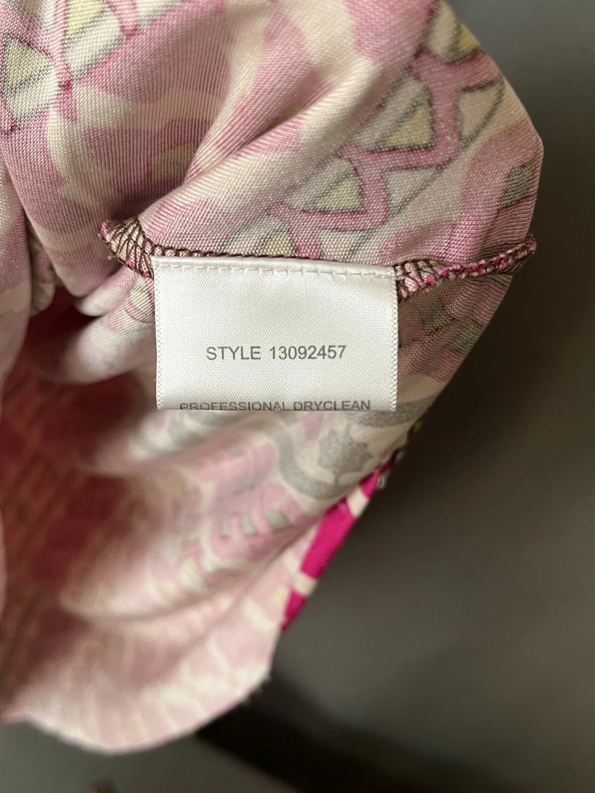 TORY Burch Abito Donna 100% Seta Geometrico XS Rosa Marrone Scollo V Manica 3 4