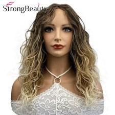 StrongBeauty Curly Wigs Blonde Ombre Wig High Heat Ok Synthetic Hair
