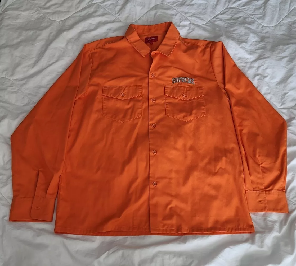 Chemise de travail homme SUPREME New York Arc Logo orange taille L