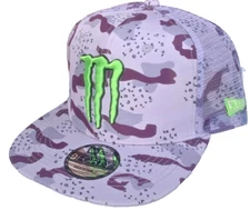 M Lavender Flat Brim Desert Camo Trucker Cap. 3 logos. BMX/MotoGP/Motocross