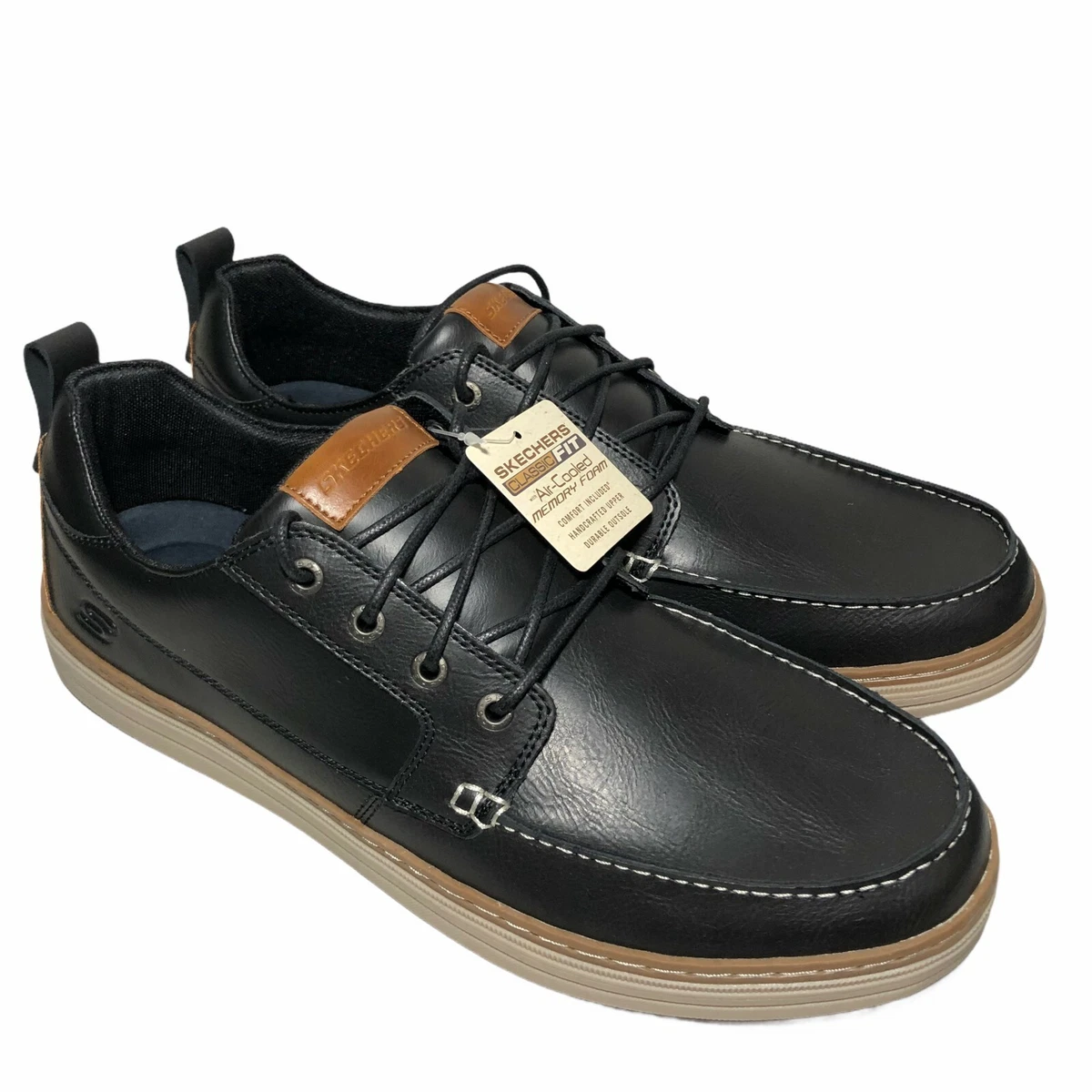 Skechers Shoes Mens Size 14 Oxford Heston Sendo Black Classic Fit Memory Foam