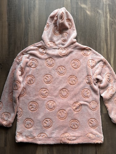 Derek Heart Women’s So Soft and Fuzzy Happy Face Peach Hoodie XL - Picture 7 of 8