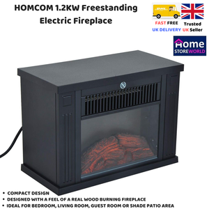 Black Small Electric Fireplace Flame Led Effect Heater Portable