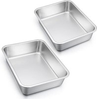 Edelstahl Auflaufform Set Rechteckig Kuchenform Backform 2Er Set 32,5X25,5X8Cm