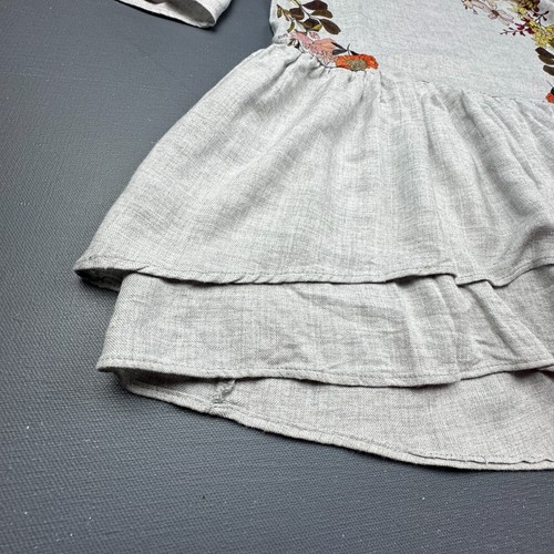 ZARA Trafaluc Dress Girls Small Floral Print Ruffle Hem Gray Boho Spring - Picture 6 of 12