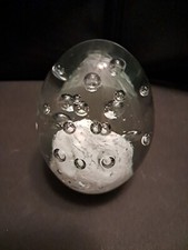 VINTAGE BLOWN GLASS ART CONTROLLER BUBBLES/SNOW 3.50 INCHES TALL