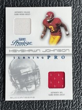 🔥KEYSHAWN JOHNSON 2003 PRESTIGE TURNING PRO 2 COLOR GAME USED JERSEY /250🔥