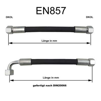 Hydraulikschlauch 8L 10L NW6 NW8 2SC DKOL / DKOL90 IG SW 17,19 - Länge wählbar