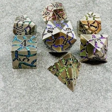 Sage's Warp Stones Antique Silver Galaxy Metal Polyhedral Dice Set | Dnd RPG