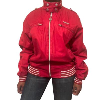 Live Mechanics Jacket Mens Large Red Lined Well Established Motorcycle Moto Y2K