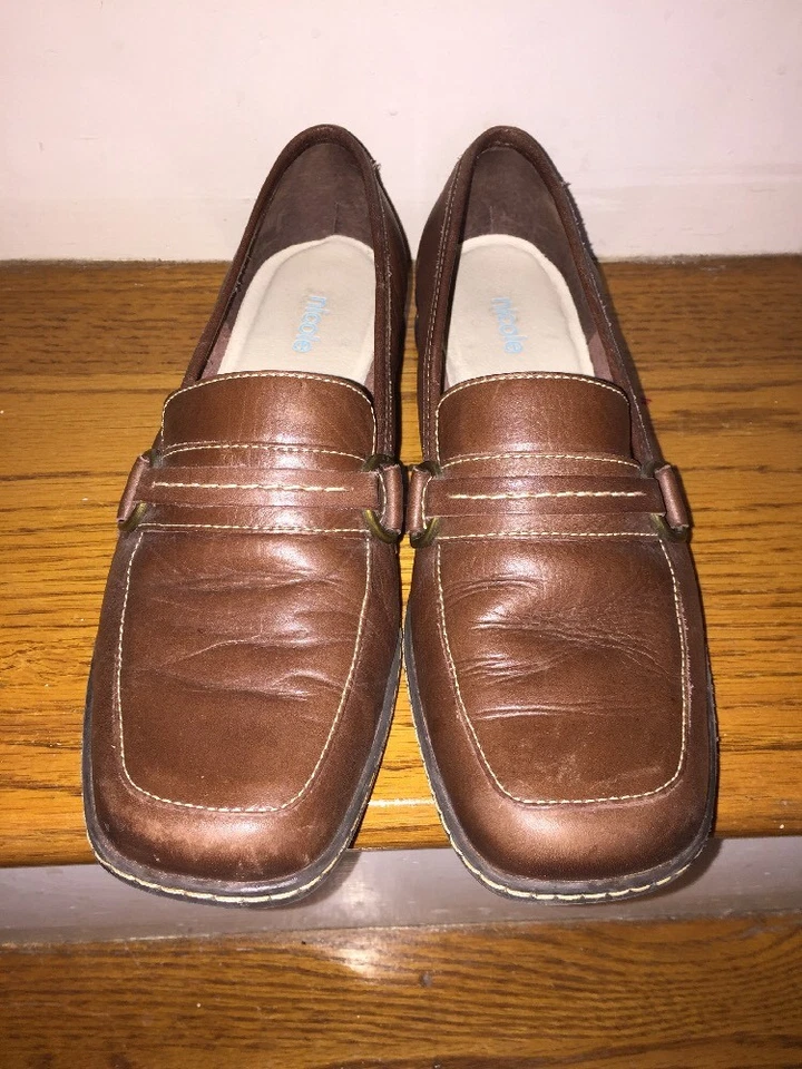 NICOLE CUERO GENUINO Mocasines CASUAL PLANO MULA Mary Janes Zapatos MUJER TALLA 8 Foto 2 de 4