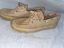 VTG 70S 80S MENS 10.5 NEW SEARS SCHOONERS WHITE CANVAS BOAT SHOES SNEAKERS