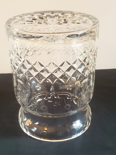 Vintage Rogaska Gallia Biscuit Barrel 24% lead Crystal Etched Floral Yugoslavia - Bild 16 von 18