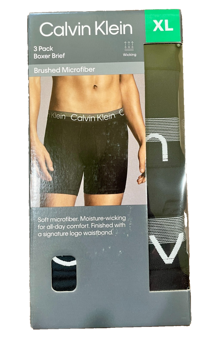 3-PACK Calvin Klein Men's Brushed Microfiber Boxer Briefs, Black