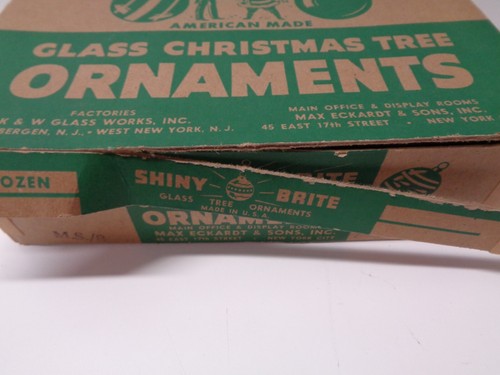 Vtg Shiny Brite Stencil Mercury Glass Christmas Ornaments Rare Designs in Box 12 - Picture 3 of 5