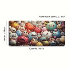 A Large Gaming Mouse Pad Featuring a Colorful And Cute Monster Design, with a