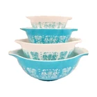 New Listing4 Pyrex AMISH BUTTERPRINT Cinderella Mixing Nesting Bowl Set 441• 442• 443• 444