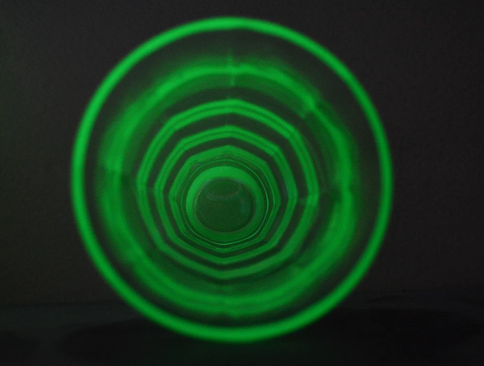 Taza gruesa óptica depresión verde vidrio helado uranio vintage BRILLA 7" Foto 2 de 4