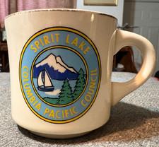 Taza de café vintage años 1950-60 Spirit Lake Columbia Pacific Council Boy Scout