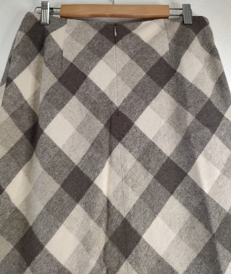 Falda Caslon Marrón Crema Cuadros Mezcla Lana Mohair Forrada Línea A Talla 8 Foto 4 de 4