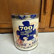 Vintage New Puzzle Tin 700 Piece Floral Hat Cottage Core Design Made In USA