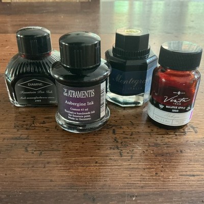 Fountain Pen Ink Bottles Lot of 4 - Vinta, DeAtramentis, Diamine, Montegrappa