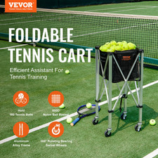 Foldable Tennis Ball Hopper, Portable Sports Teaching Cart for Tennis Player