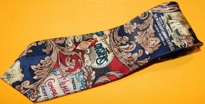 TABASCO MADE IN U.S.A. BLUE/RED/WHITE OYESTER THEME NOVELTY TIE - DESIGNER TIES.