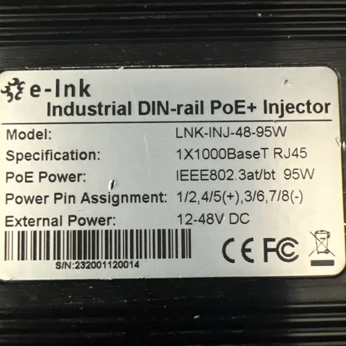 PoE++ Power Injector Hardened Industrial 328ft 12-48V 95W Din Rail Mount IP40