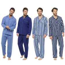 Men Pyjama Set Traditional Classic Cut Striped Cotton Loungewear Sleepwear Night