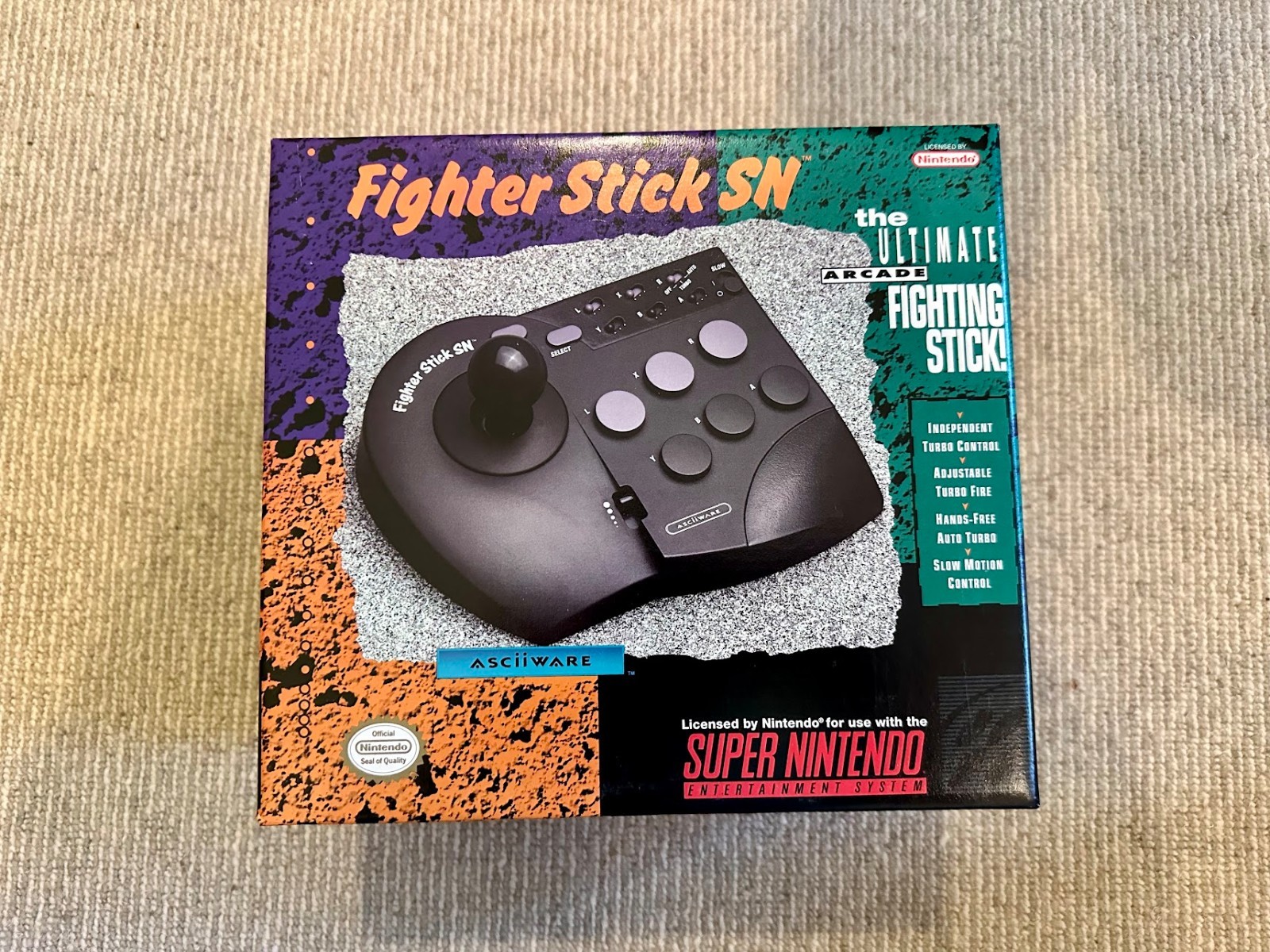 New Fighter Stick SN Controller Super Nintendo SNES Arcade Joystick Asciiware