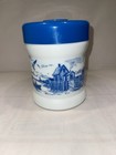 Vintage Belgium Milk Glass Blue Dutch Bayside Lighthouse Cigar Humidor Jar c1960 — photo 3