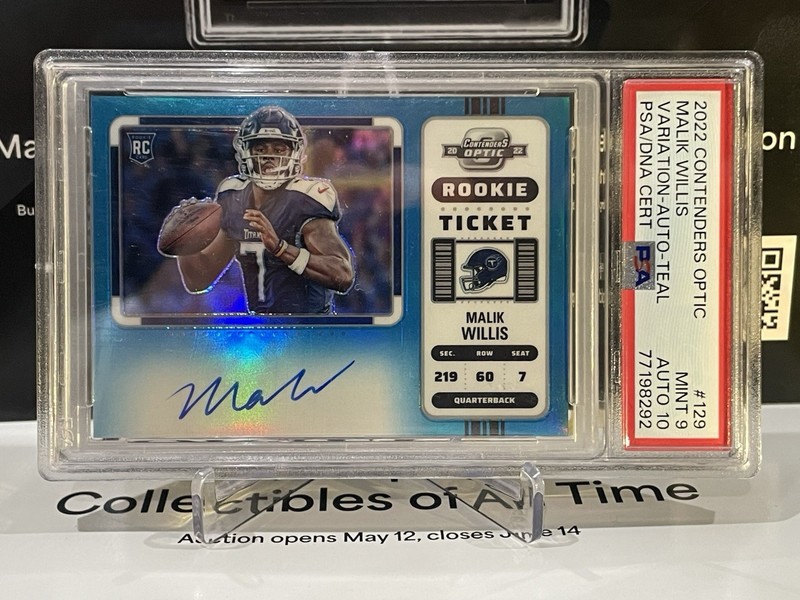 🔥Malik Willis 2022 Cont. Optic- Rookie Ticket Variation Auto.- Teal /30 RC #129